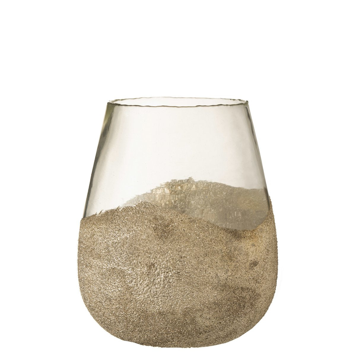 Photophore J-Line Half Pearls en verre doré sur fond blanc