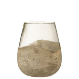 Photophore J-Line Half Pearls en verre doré sur fond blanc