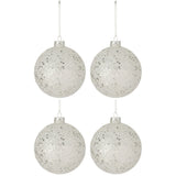 Boules de Noël J-Line en verre argenté avec motifs étoilés