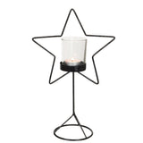 Photophore Star Glitter noir en métal de J-Line, vue de face