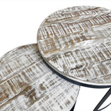 Table basse set de 2 table d'appoint table de salon ronde Austin structure métal argent antique ou noir