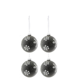 Boule de Noël Flocon de neige J-Line en verre gris et blanc, élégante et festive