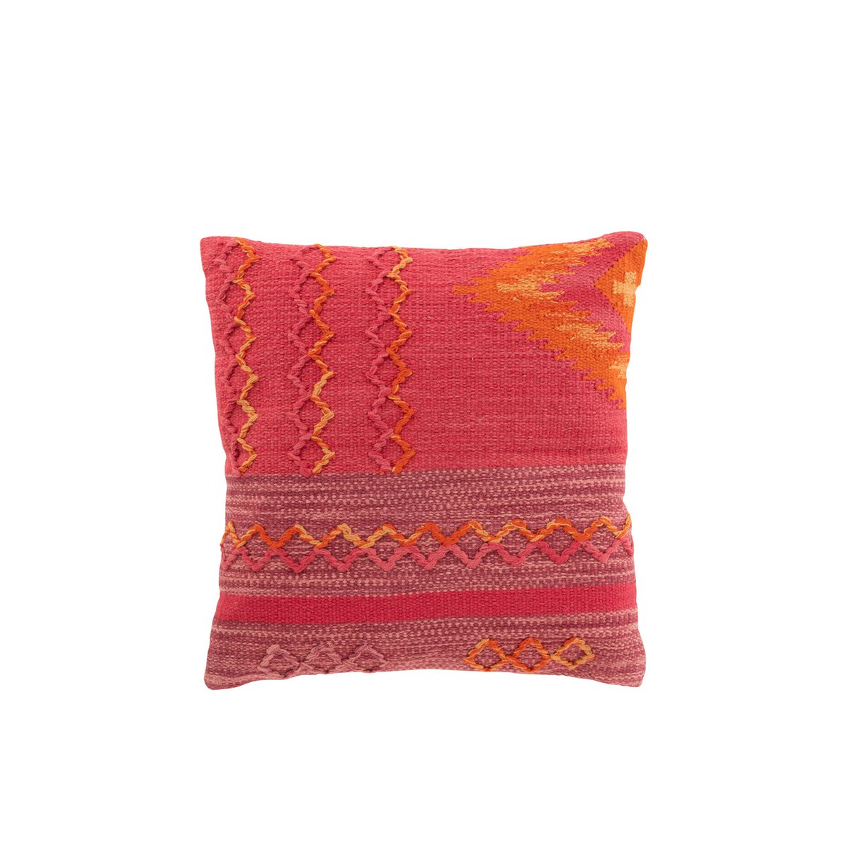 Coussin ethnique tressé carré J-Line, vue de côté