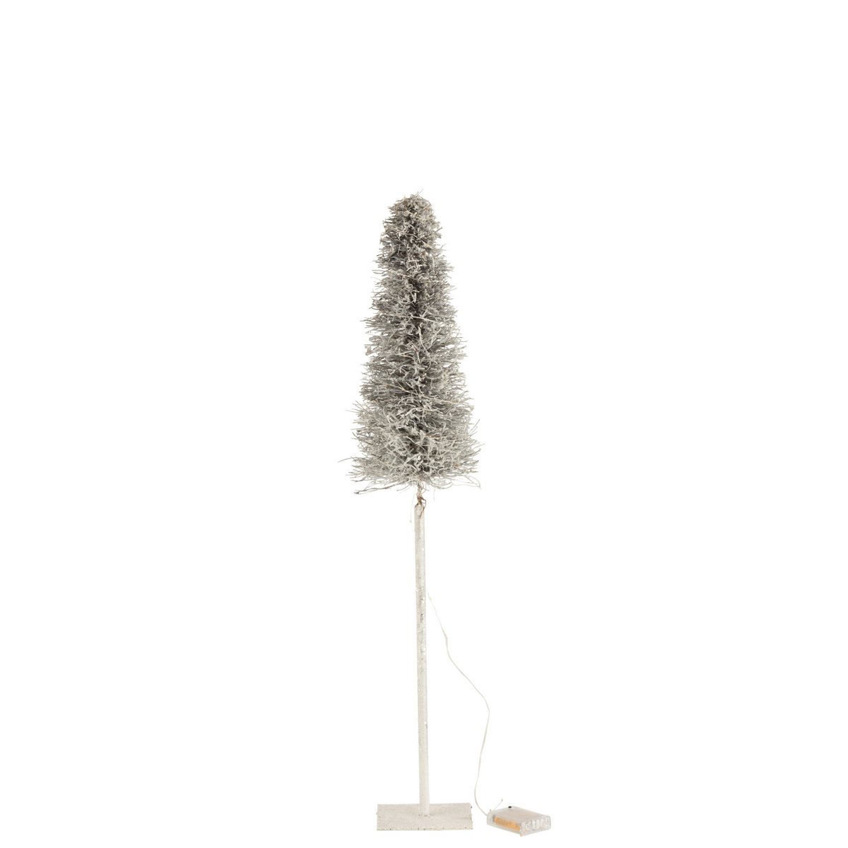 Sapin de Noël J-Line blanc avec lumières LED allumées