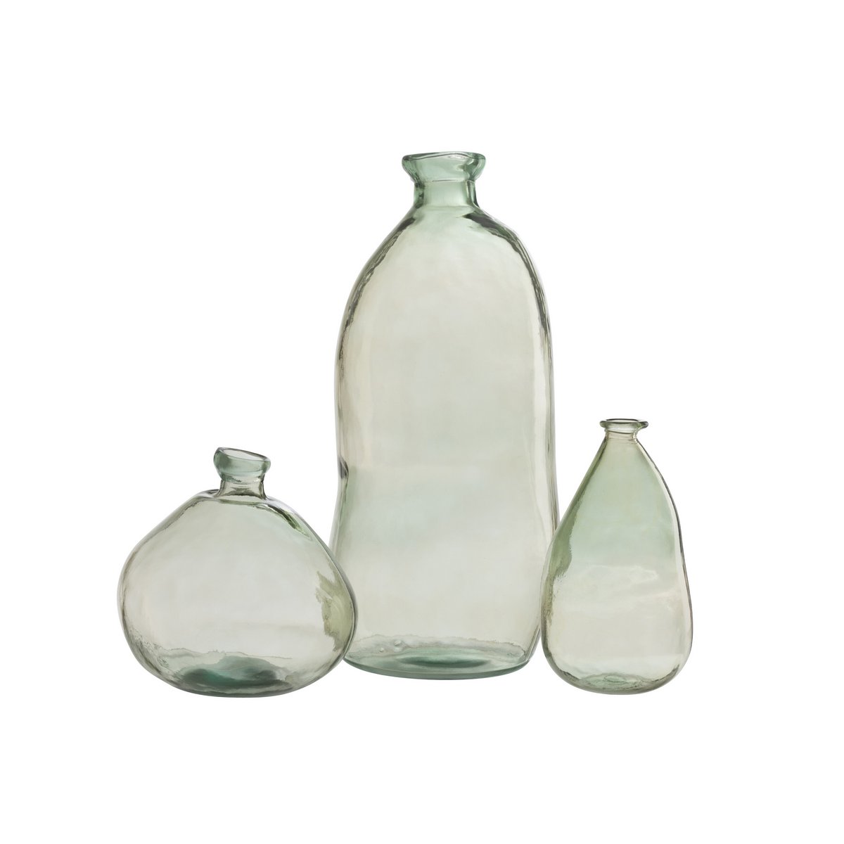 Vase Olivia en verre vert d'eau, vue de face avec détails élégants