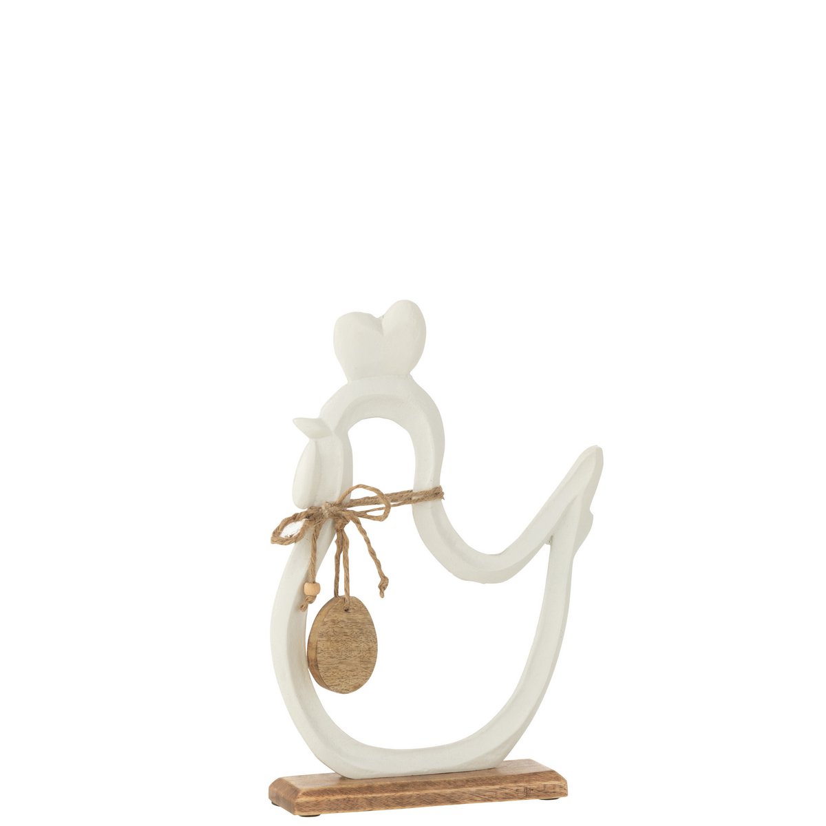 Figurine J-Line Poulet & Oeuf en aluminium blanc - vue latérale