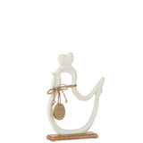 Figurine J-Line Poulet & Oeuf en aluminium blanc - vue latérale