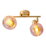 2er Spot / plafond "Libby", plafond classique en métal de couleur en laiton et verre teinté en ambre, avec socket E14, pour salle à manger, salon, couloir ou bureau, 40 cm de long