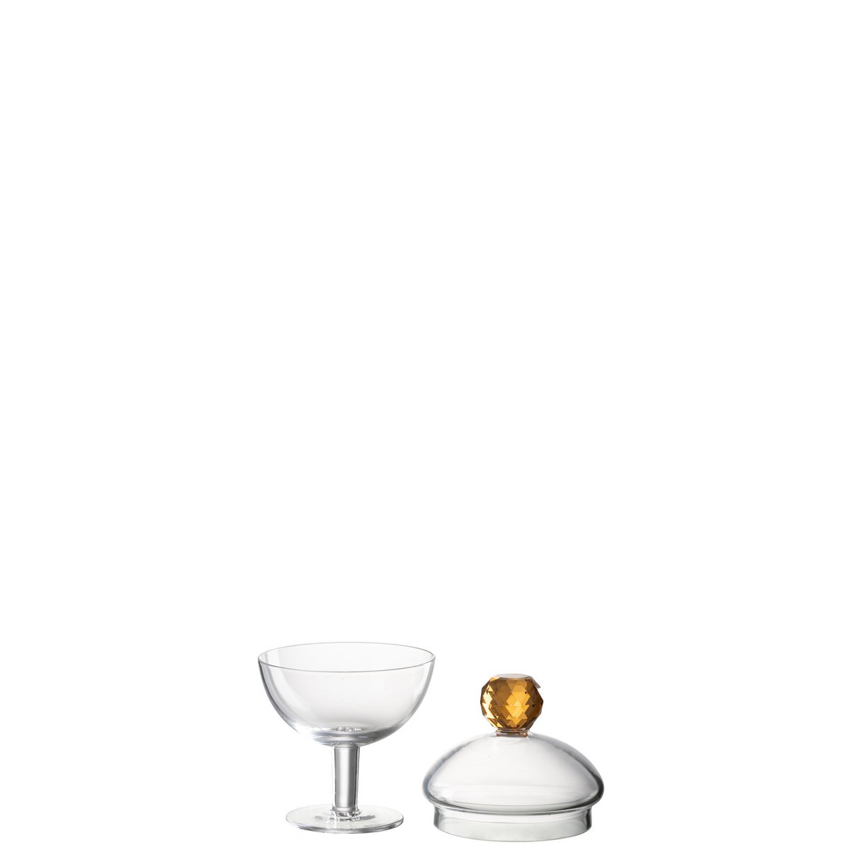 Bocal de rangement Diamant J-Line en verre transparent avec une finition orange clair