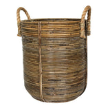 Panier à linge rond en rotin – Panier à plantes en rotin – Grand panier bohème – Panier décoratif fait à la main en rotin (2 tailles Ø 35/40 cm) OTERE