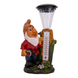 Décoration LED "Nain" avec un thermomètre en polyréine peinte, environ 26 cm de haut et équipée de LED fermement installées