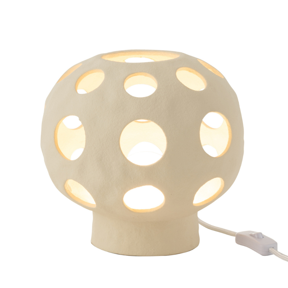 Lampe de Table Globe J-Line en céramique beige vue de face