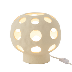 Lampe de Table Globe J-Line en céramique beige vue de face