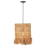 Lampe à suspension J-Line Round en rotin naturel, vue de face