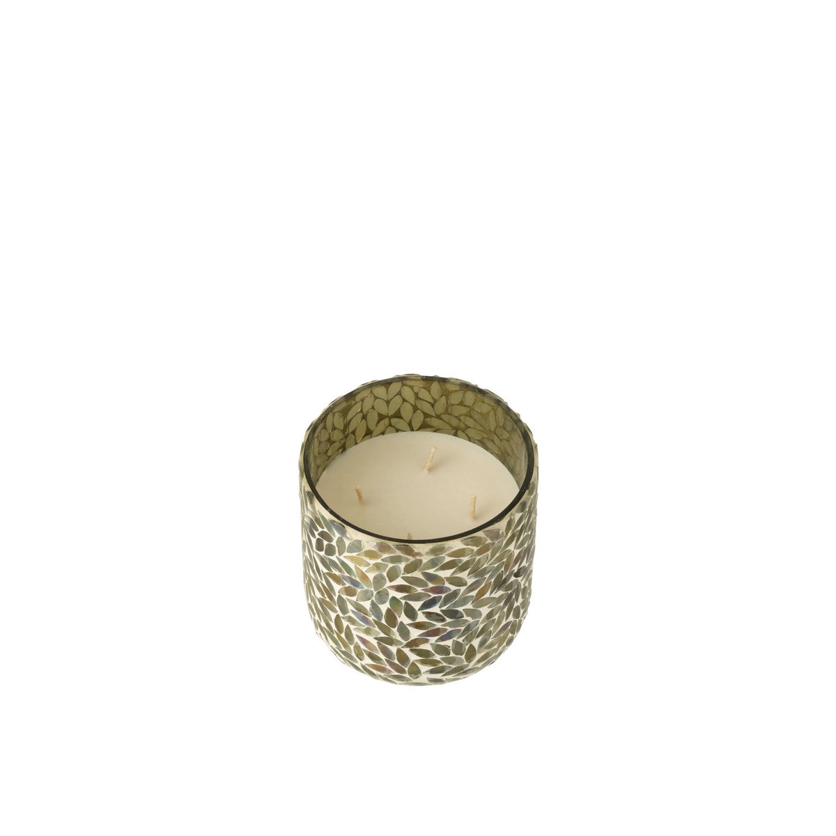 Bougie parfumée J-Line Thé & Herbes en verre vert, vue de face