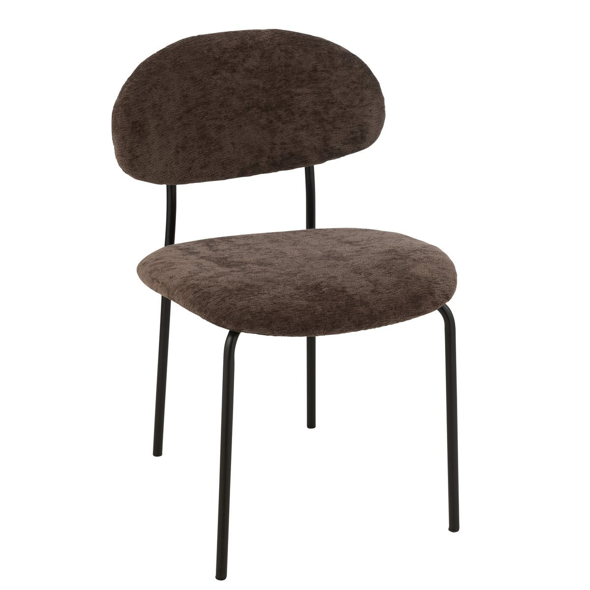 Chaise J-Line marron foncé en textile et métal vue de face
