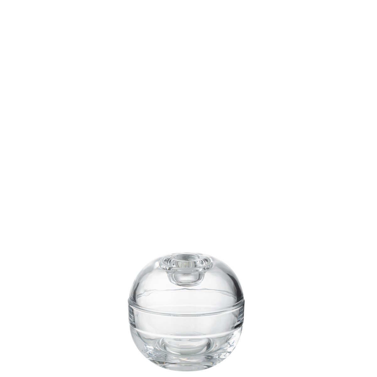 Bougeoir J-Line en verre transparent, vue de face