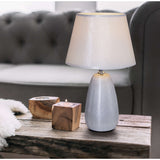 Lampe de table en céramique H: 37 cm "Céramique Simly", lampe de table en céramique, argent, avec douille E14, pour salle à manger, salon, couloir ou bureau, 31 cm de haut