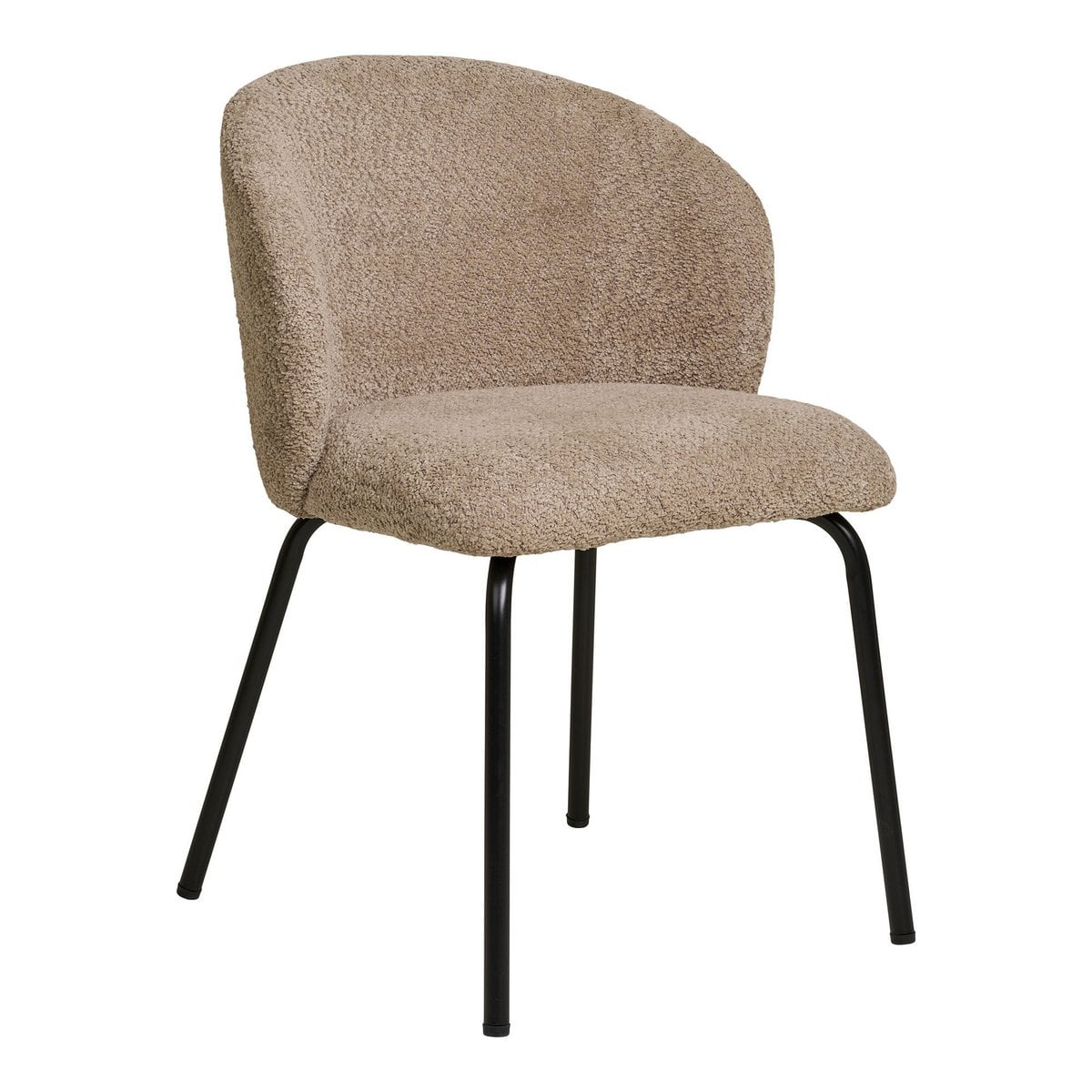 Chaise Safira beige avec pieds en acier noir vue de face