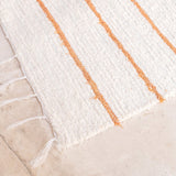 Tapis en coton blanc à rayures marron 64x51 cm Tapis de sol tissé à la main GIANYAR