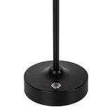 Batterie à LED / lampe de table "Pina" de 30 cm de haut, en métal (noir) et en verre (blanc), LED intégrés, blanc chaud