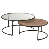 J-Line Tables Basses Rondes, en situation avec accessoires déco