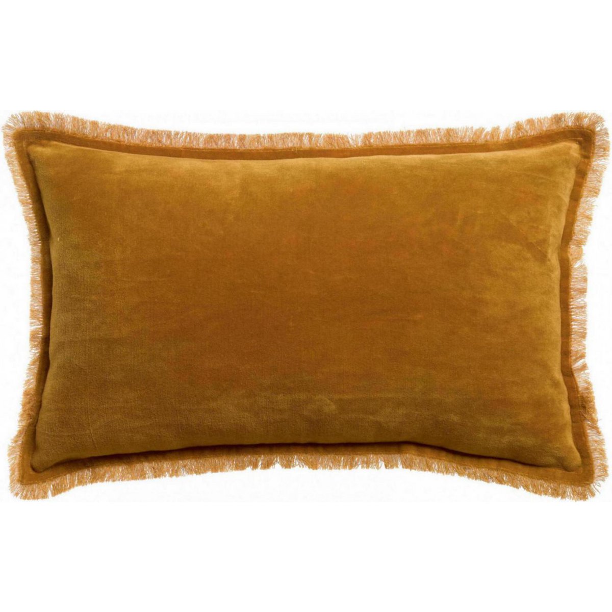 Coussin uni Fara Safran 30 x 50 en velours, couleur safran