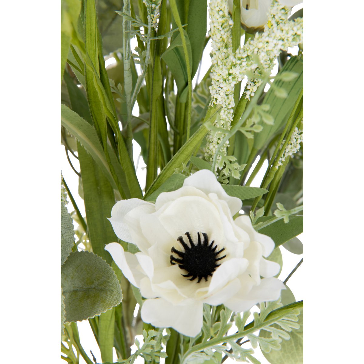 Bouquet de fleurs J-Line en plastique blanc - vue de face
