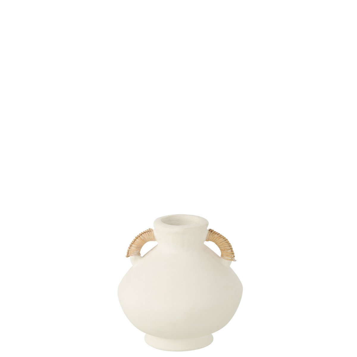 Vase Leo de J-Line en terracotta blanc naturel, 30 cm de haut