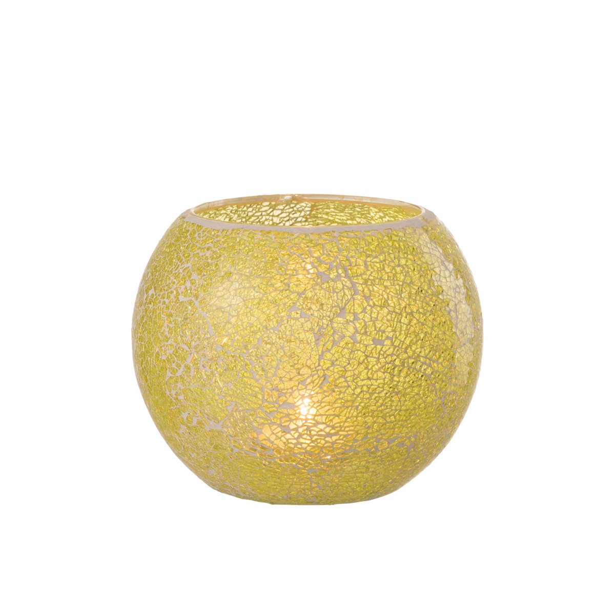 Bougeoir J-Line Mosaic Round en verre jaune, vue de face