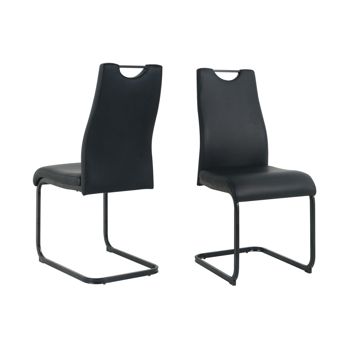 Chaise cantilever noire avec structure luge, vue de face