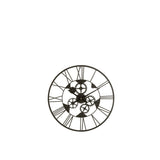 Vue latérale de l'horloge murale J-Line en métal noir, design industriel