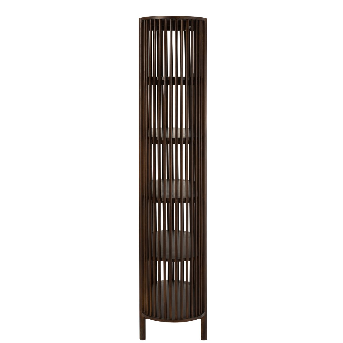 Vue latérale de l'étagère Conie en bois de manguier, design minimaliste