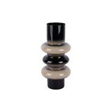 Vase Grato Moyen en métal noir, vue de face avec détails minimalistes.