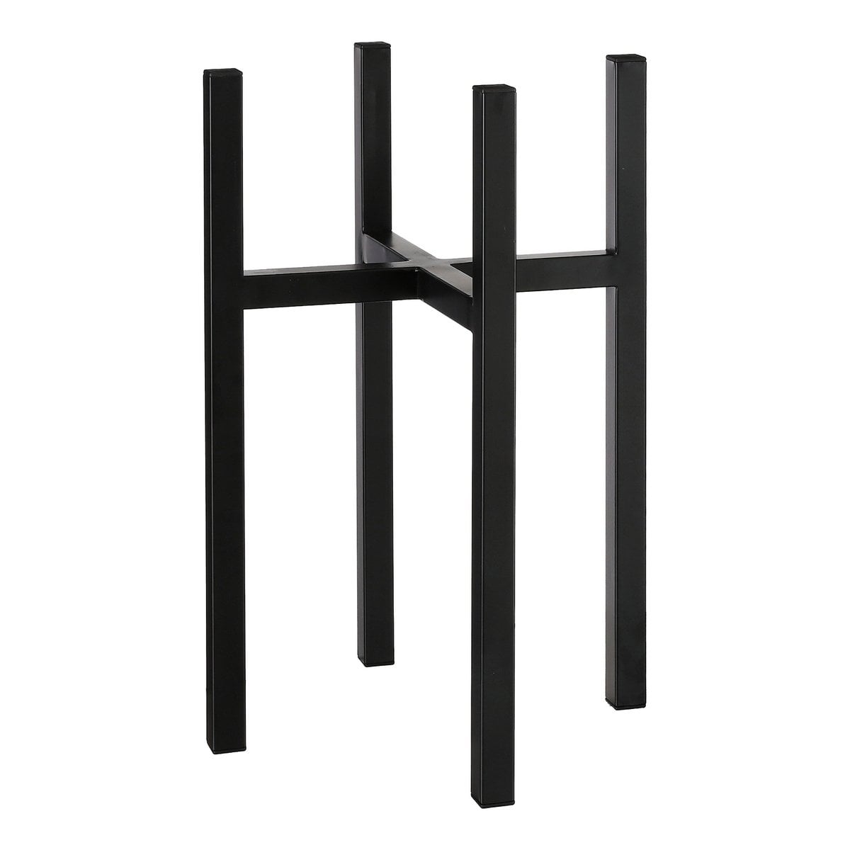 Support pour plantes Ascot Noir - vue avant avec plante