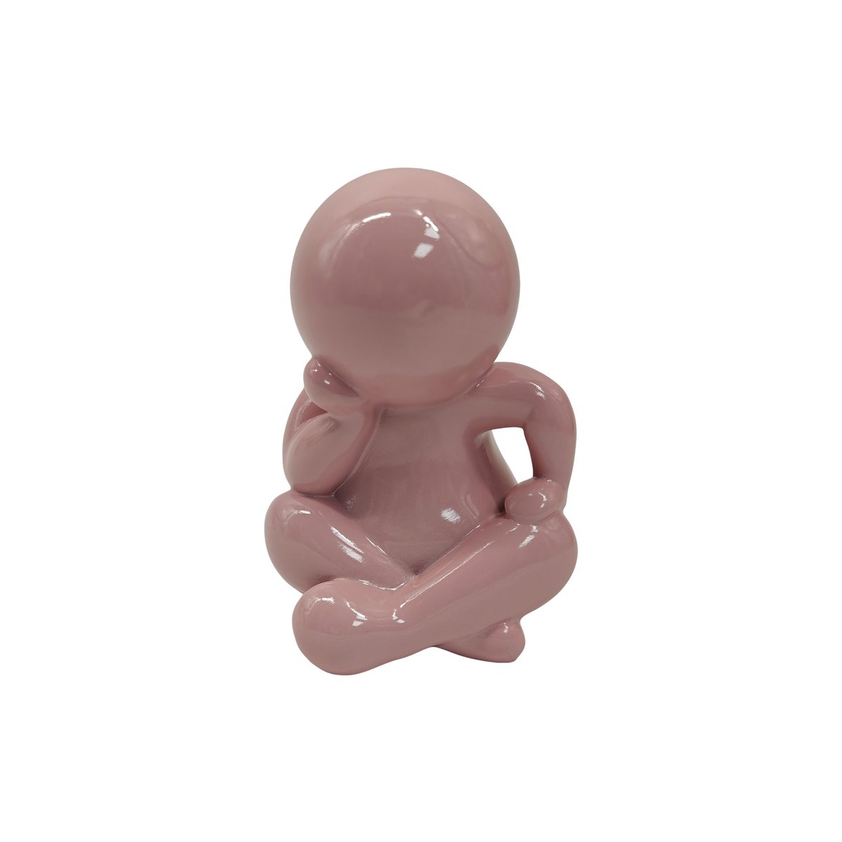 Statue Amigo Assis en polyresine rose, vue de face