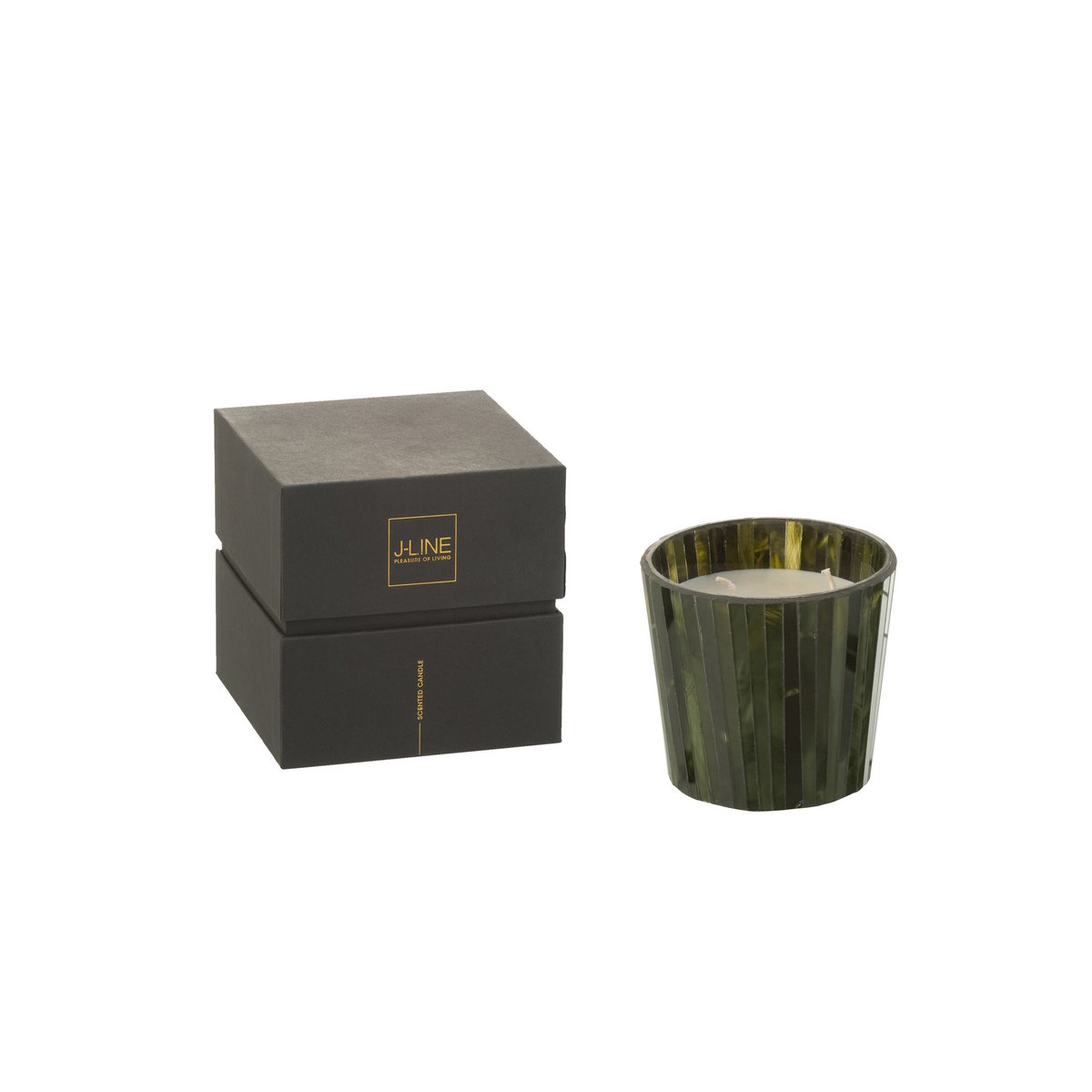 Bougie J-Line Noa avec son packaging, parfaite pour un cadeau.