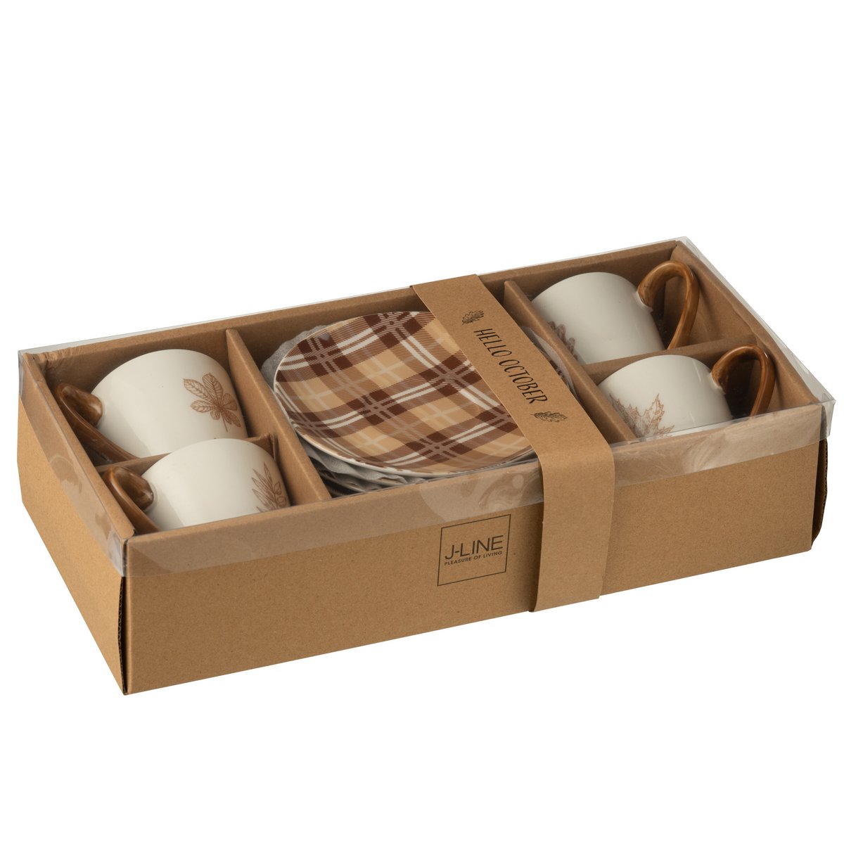 Détail du plateau soucoupe en céramique marron du coffret J-Line