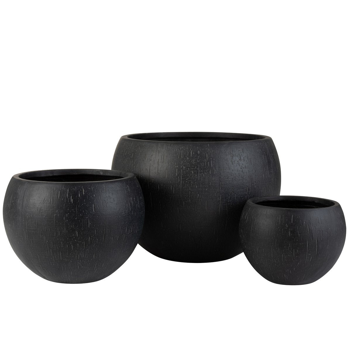 Pot de fleurs rond J-Line en céramique noire, design moderne et élégant