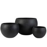 Pot de fleurs rond J-Line en céramique noire, design moderne et élégant