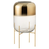 Vase J-Line en verre or transparent, vue de face avec reflets dorés