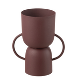Vase Cup J-Line en fer bordeaux, vue de face avec détails de la texture