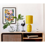 Lampe de table en céramique "Erida", lampe de table en céramique, jaune, avec version E14, pour salle à manger, salon, couloir ou bureau, lumière de table à l'intérieur