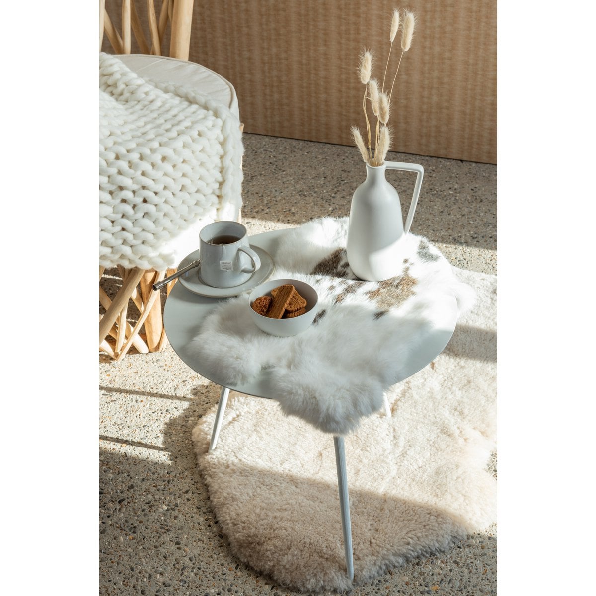 Peau de lapin J-Line avec motifs pois blancs et marrons