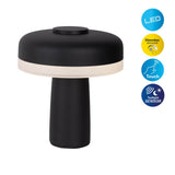 «PilU" de la tablette sans fil, 16,5 cm de haut, au-dessus de Ø de 15 cm, métal en noir, plastique blanc, LED intégrée, 280 lumens, dimmable par capteur tactile, blanc chaud blanc
