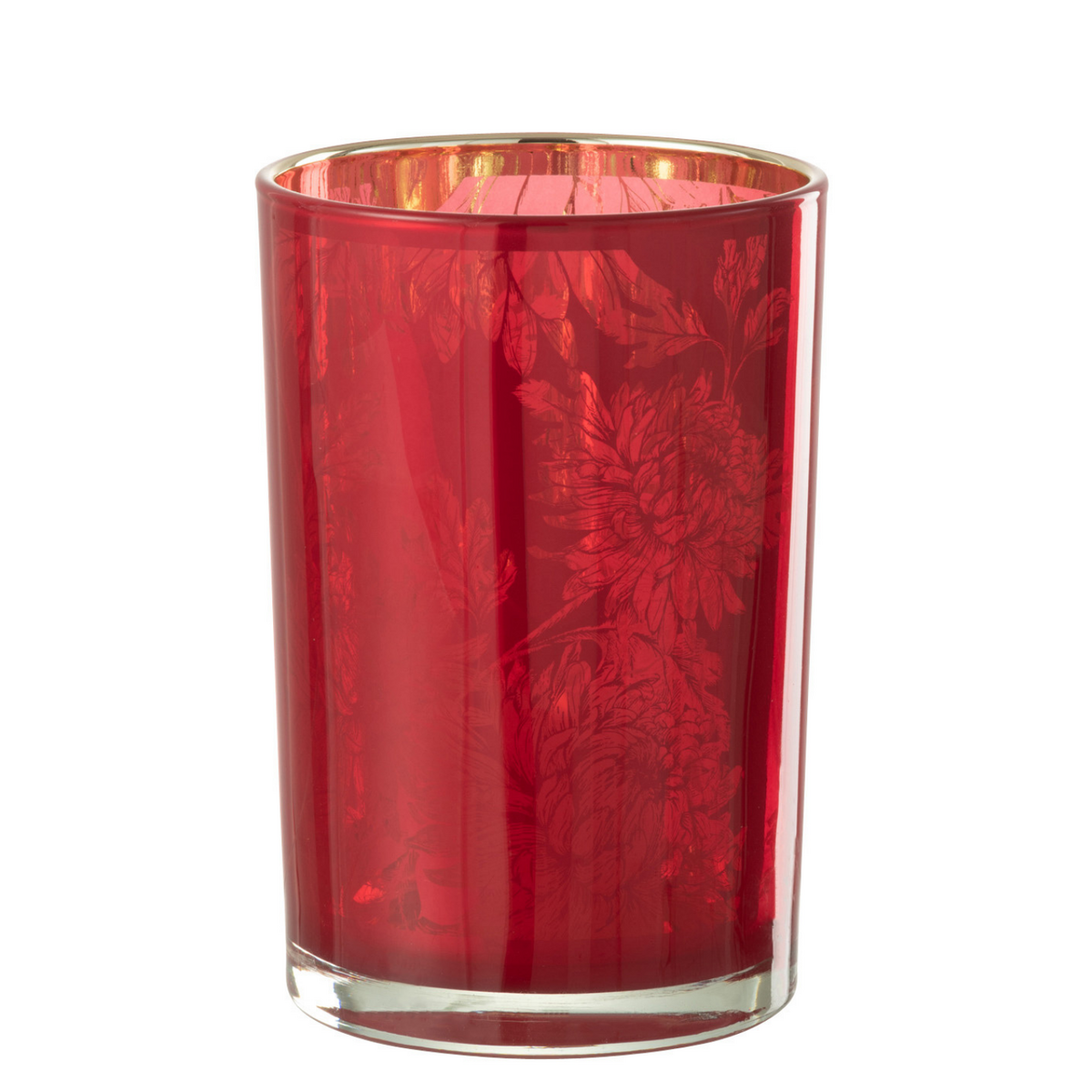 Lanterne J-Line Fleurs en verre rouge, vue de face