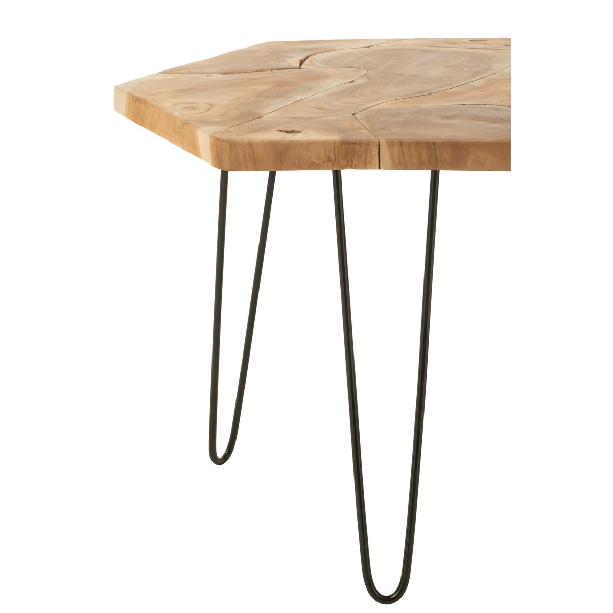 Table d'appoint J-Line hexagone en bois naturel vue de face