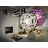 Pendentif "prairie fleurie" Ø 55 cm, fleurs en plastique, socket e27