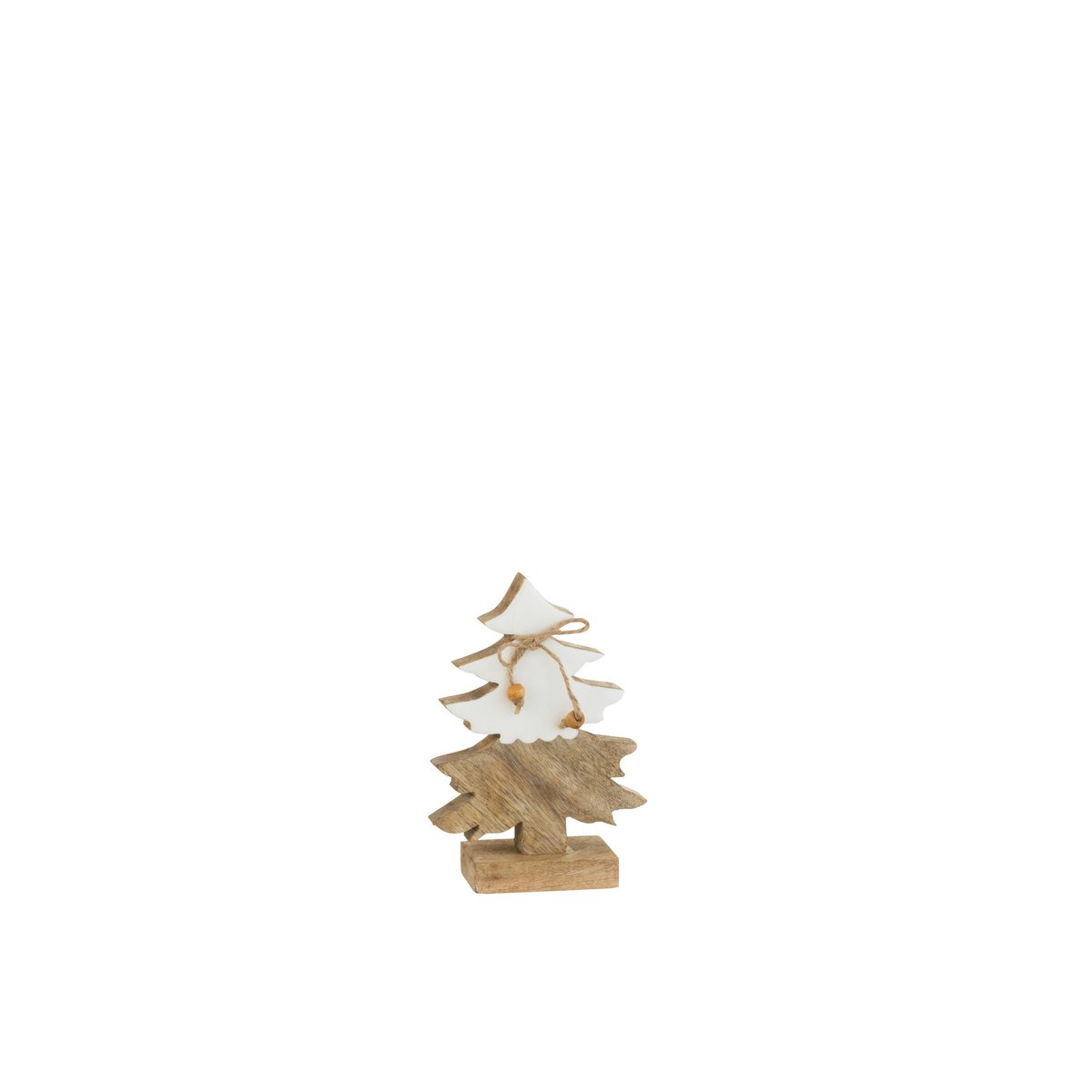 Corde en bois J-Line pour sapin de Noël, coloris blanc et naturel, design moderne