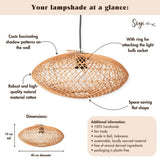Roard-Lampadade - Boho Pendant Light - Plafond naturel - lampe en forme de disque - Light plafond plat à la main (Ø Ø 40 cm) Arana